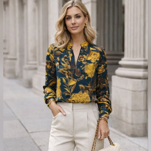 Tory Burch Tops - Tory Burch Silk Floral Tunic Blouse, Size 8